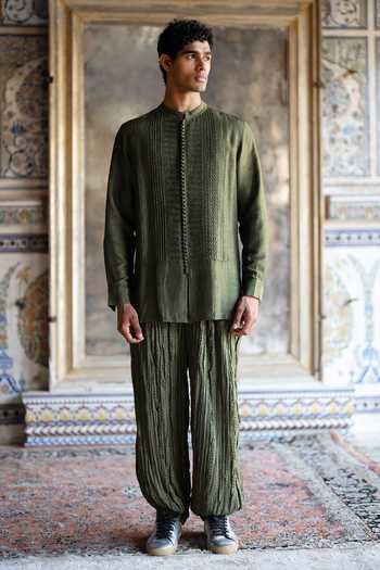 Buy_Dash And Dot_Green Viscose Crushed Crinkled Pant _Online_at_Aza_Fashions