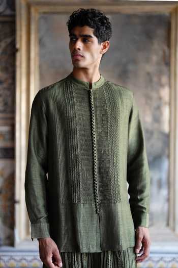 Shop_Dash And Dot_Green Viscose Crushed Crinkled Pant _Online_at_Aza_Fashions