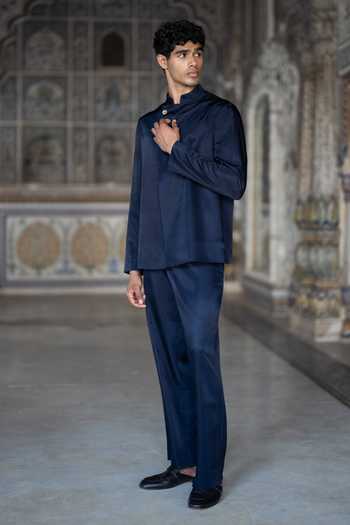 Buy Dash And Dot Blue Viscose Straight Cut Pant Online at Aza Fashions Buy_Dash And Dot_Blue Viscose Straight Cut Pant _Online_at_Aza_Fashions