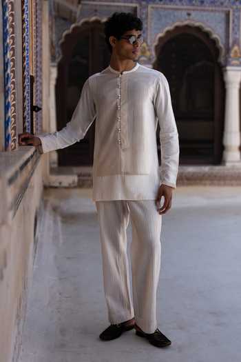 Dash And Dot Embroidered Striped Straight-Cut Pant 