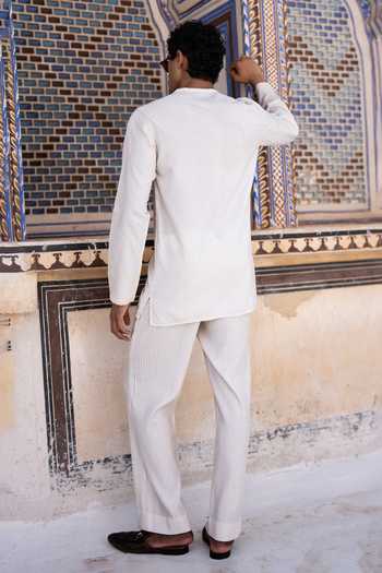 Dash And Dot Embroidered Striped Straight-Cut Pant 