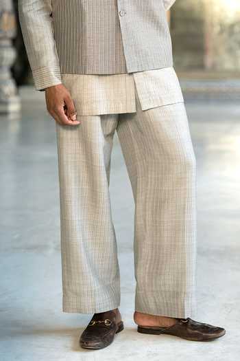 Dash And Dot Grey Viscose Embroidered Striped Pant Online at Aza Fashions Dash And Dot_Grey Viscose Embroidered Striped Pant _Online_at_Aza_Fashions