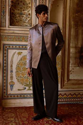 Buy_Dash And Dot_Black Viscose Satin Twill Straight Cut Pant 