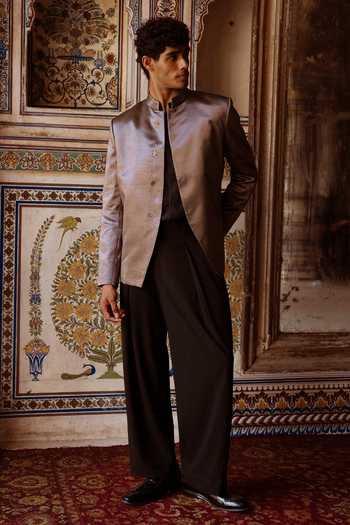 Dash And Dot Banarasi Blazer & Straight Cut Pant Set 