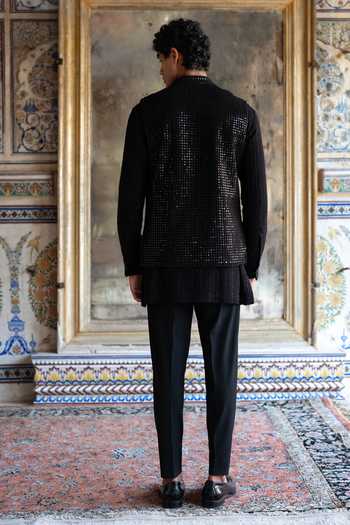 Dash And Dot Mirror Work Bundi Jacket 