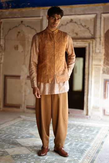 Shop Dash And Dot Brown Viscose, Nylon Embroidery Heritage Banarasi Bundi Online at Aza Fashions Shop_Dash And Dot_Brown Viscose, Nylon Embroidery Heritage Banarasi Bundi _Online_at_Aza_Fashions