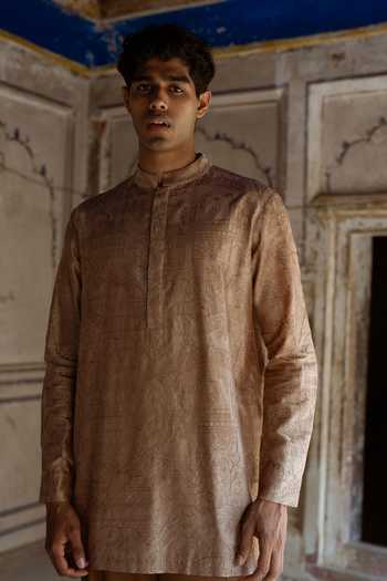 Buy Dash And Dot Beige Viscose, Nylon Heritage Embroidered Short Kurta Online at Aza Fashions Buy_Dash And Dot_Beige Viscose, Nylon Heritage Embroidered Short Kurta _Online_at_Aza_Fashions