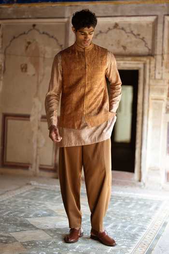 Shop Dash And Dot Brown Viscose, Polyester Barrel Pant Online at Aza Fashions Shop_Dash And Dot_Brown Viscose, Polyester Barrel Pant _Online_at_Aza_Fashions