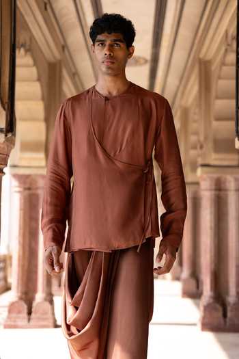 Dash And Dot Overlap Angarkha Shirt Kurta 