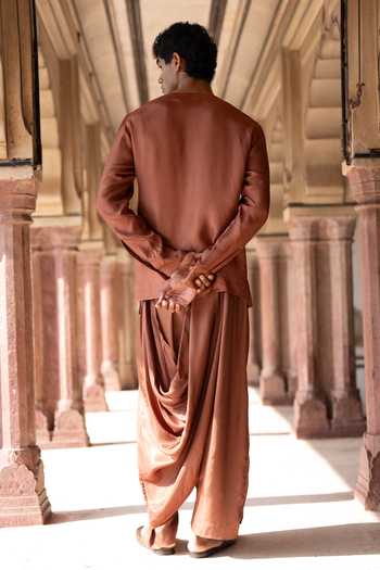 Dash And Dot Overlap Angarkha Shirt Kurta 