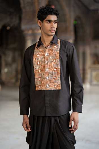 Dash And Dot Mirror & Thread Embroidered Shirt 