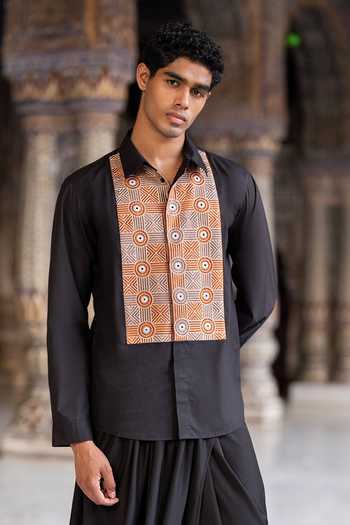 Dash And Dot Black Cotton, Polyester Mirror And Thread Embroidered Kurta With Dhoti Pant at Aza Fashions Dash And Dot_Black Cotton, Polyester Mirror And Thread Embroidered Kurta With Dhoti Pant _at_Aza_Fashions