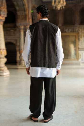 Dash And Dot Front Pleated Black Pant 