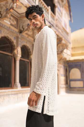 Dash And Dot Mirror Work Short Kurta 
