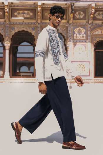 Dash And Dot Multi Color Linen, Viscose, Nylon Ornamental Embroidered Shirt Online at Aza Fashions Dash And Dot_Multi Color Linen, Viscose, Nylon Ornamental Embroidered Shirt _Online_at_Aza_Fashions