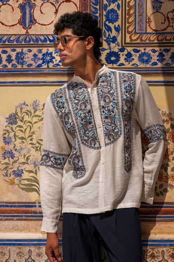 Dash And Dot Ornamental Embroidered Shirt 