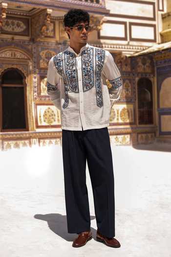 Dash And Dot Ornamental Embroidered Shirt & Pant Set