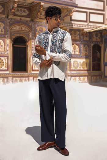 Buy Dash And Dot Multi Color Linen, Viscose, Nylon, Ornamental Embroidered Shirt And Pant Set Online at Aza Fashions Buy_Dash And Dot_Multi Color Linen, Viscose, Nylon, Ornamental Embroidered Shirt And Pant Set _Online_at_Aza_Fashions