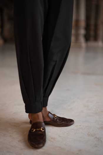 Dash And Dot Black Viscose, Polyester Embroidered Shirt And Box Pleated Pant Set Online at Aza Fashions Dash And Dot_Black Viscose, Polyester Embroidered Shirt And Box Pleated Pant Set _Online_at_Aza_Fashions