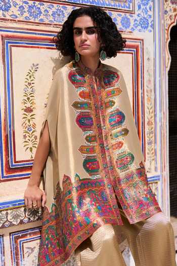 Dash And Dot Banarasi Weave Cape Top