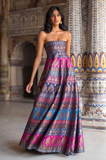 Dash And Dot Banarasi Brocade Flared Dress 