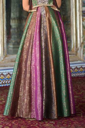 Buy_Dash And Dot_Multi Color Viscose, Polyester, Lurex Banarasi Brocade Flared Skirt 