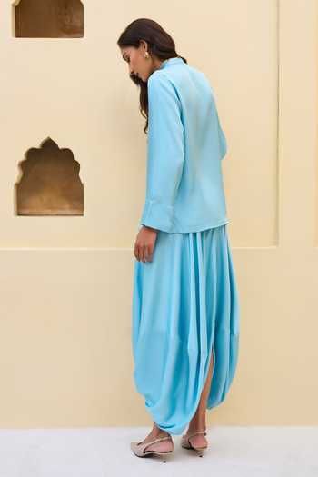 Dash And Dot Textured Draped Cowl Pant 