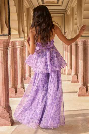 Dash And Dot Floral Print Peplum Top & Sharara Set 