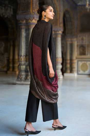 Dash And Dot Draped Colour Blocked Tunic & Straight Pant Set 