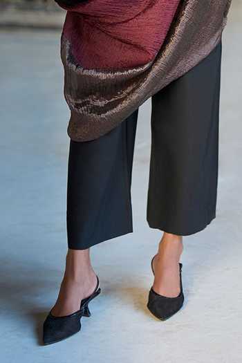 Dash And Dot_Multi Color Viscose, Polyester Cowl Draped Blocked Tunic And Straight Pant Set _Online_at_Aza_Fashions