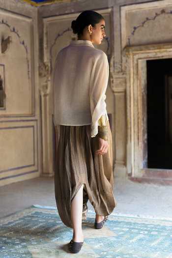 Dash And Dot Banarasi Cowl Draped Pant 