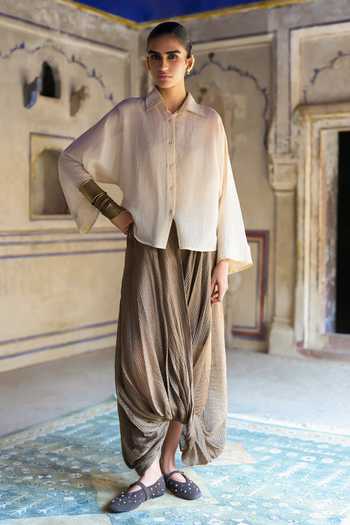 Dash And Dot Banarasi Cowl Draped Pant 