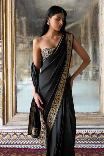 Buy Dash And Dot Black Viscose, Nylon Embroidery, Zari, Metallic Thread Bandeau Neck Bralette Online at Aza Fashions Buy_Dash And Dot_Black Viscose, Nylon Embroidery, Zari, Metallic Thread Bandeau Neck Bralette _Online_at_Aza_Fashions