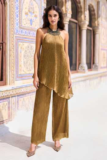 Buy Dash And Dot Gold Viscose, Nylon Halter , Choker Tribal Top Online at Aza Fashions Buy_Dash And Dot_Gold Viscose, Nylon Halter , Choker Tribal Top _Online_at_Aza_Fashions