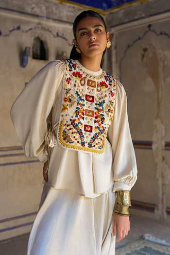 Dash And Dot Embroidered Bib Top 