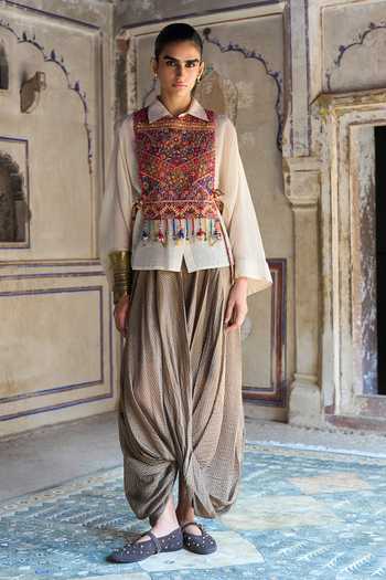 Shop Dash And Dot Multi Color Polyester Embroidered Bib Top Online at Aza Fashions Shop_Dash And Dot_Multi Color Polyester Embroidered Bib Top _Online_at_Aza_Fashions