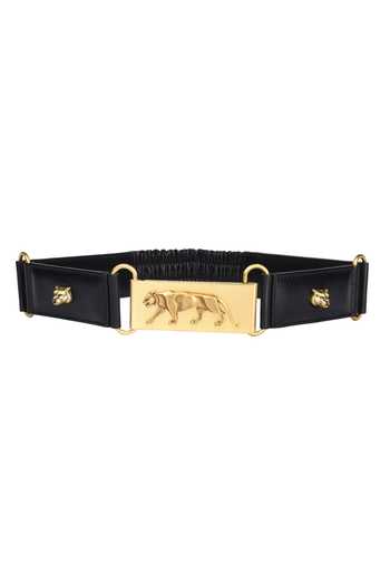 Sabyasachi Black Leather Waistbelt With Carved Logo