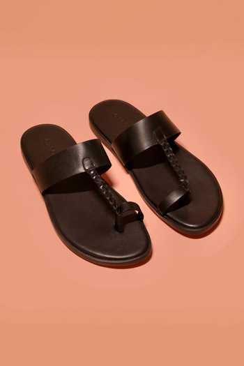 Dmodot Pelle Kohlo Nero Kolhapuri Slip Ons 