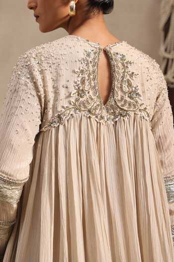 Buy Aurouss Ivory Chanderi, Tissue, Crinkle High Neck Chandrika Flared Anarkali Sharara Set Online at Aza Fashions Buy_Aurouss_Ivory Chanderi, Tissue, Crinkle High Neck Chandrika Flared Anarkali Sharara Set _Online_at_Aza_Fashions