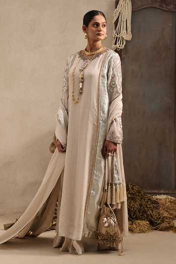 Buy Aurouss Ivory Chanderi, Tissue, Crinkle Round Mridula Embroidered Long Kurta Sharara Set Online at Aza Fashions Buy_Aurouss_Ivory Chanderi, Tissue, Crinkle Round Mridula Embroidered Long Kurta Sharara Set _Online_at_Aza_Fashions