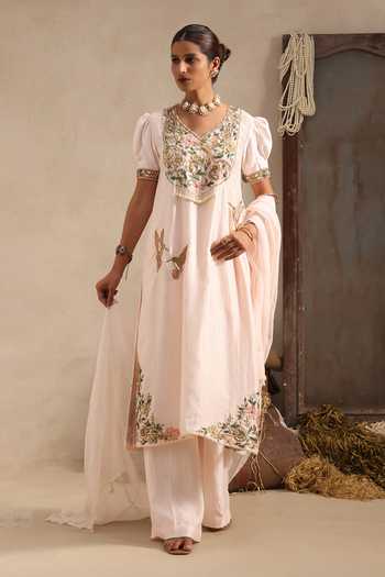 Aurouss Kusuma Embroidered Silk Kurta Set
