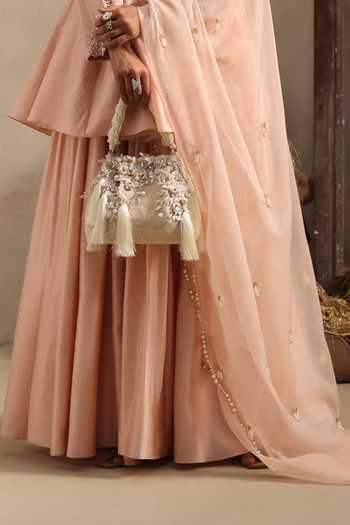 Buy Aurouss Peach Silk, Organza V-neck, Yes Pallavi Short Anarkali Sharara Set Online at Aza Fashions Buy_Aurouss_Peach Silk, Organza V-neck, Yes Pallavi Short Anarkali Sharara Set _Online_at_Aza_Fashions