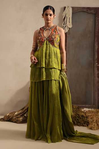 Aurouss Harita Short Embroidered Kurta Palazzo Set