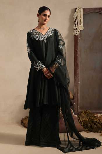 Aurouss Shyamala Embroidered Anarkali Sharara Set