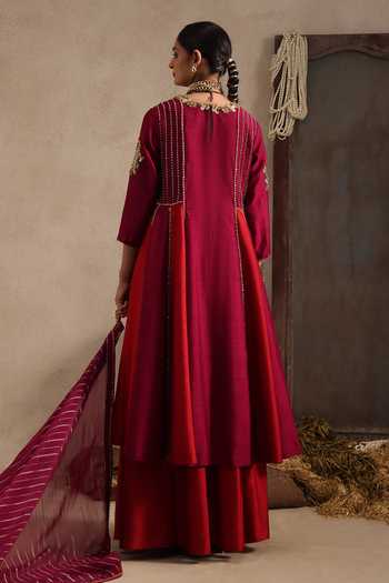 Aurouss Rajasi Embroidered Anarkali Sharara Set