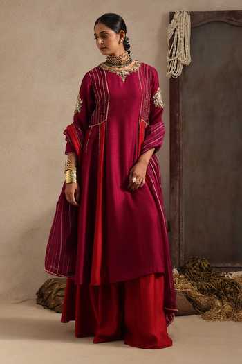Aurouss Rajasi Embroidered Anarkali Sharara Set