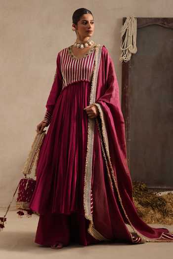 Aurouss Gulnaar Embroidered Anarkali Sharara Set 