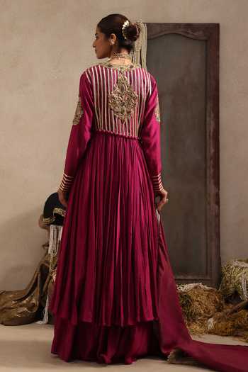 Aurouss Gulnaar Embroidered Anarkali Sharara Set 