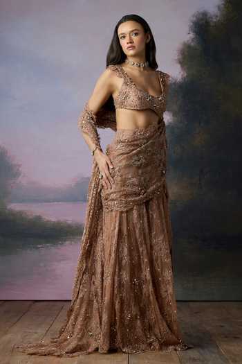 Falsa Liora Embellished Pre-Draped Saree With Blouse 