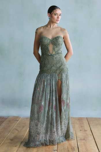 Buy Falsa Green Chantelle, Crepe, Tulle Embroidery, Stones Sweetheart Willow Hand Gown Online at Aza Fashions Buy_Falsa_Green Chantelle, Crepe, Tulle Embroidery, Stones Sweetheart Willow Hand Gown _Online_at_Aza_Fashions